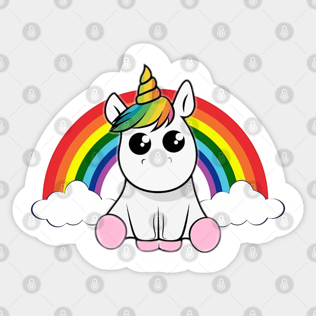 Unicorn "My Love" with rainbow and clouds Sticker by Zadshieli